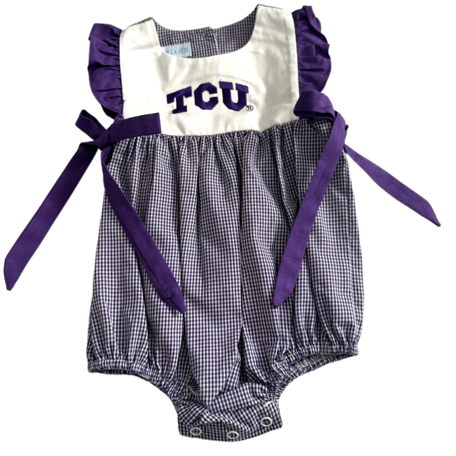 TCU Embroidered Girls Bubble Dress