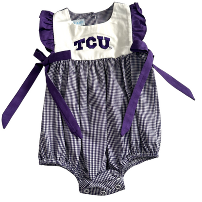 TCU Embroidered Girls Bubble Dress